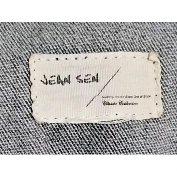 Jean Sen Distressed Destroyed Denim Vest Zipper Hem Women Size Small - Picture 4 of 4